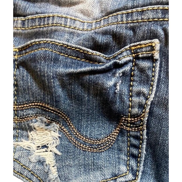 machine nouvelle mode distressed blue denim stretchy shorts M cotton beach boho - Picture 13 of 15